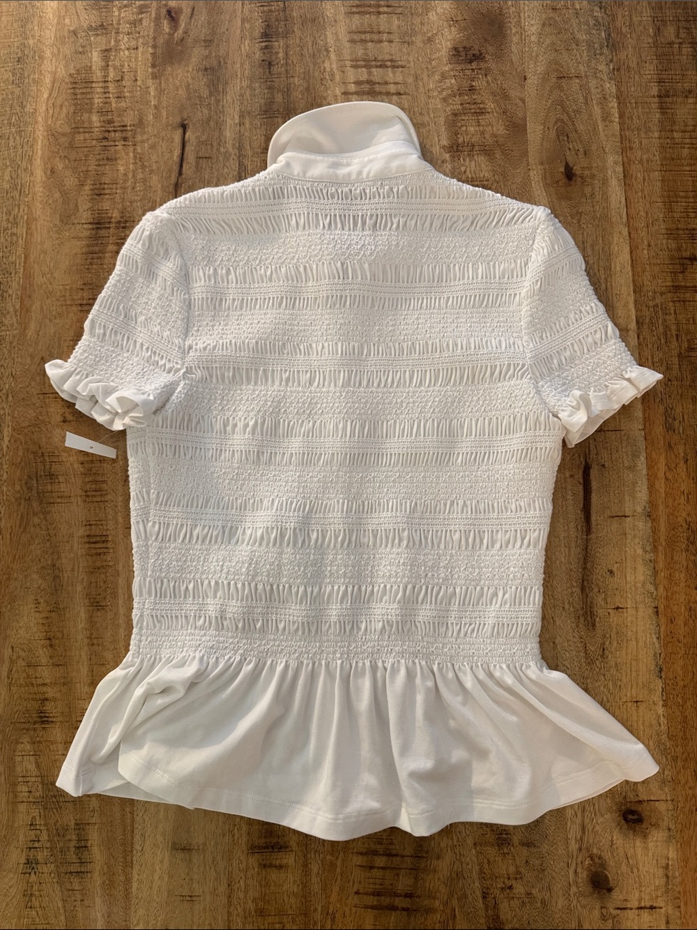 Veronica Beard Ellisandra White Smocked Peplum Button-Down short sleeve top NEW - Picture 10 of 10